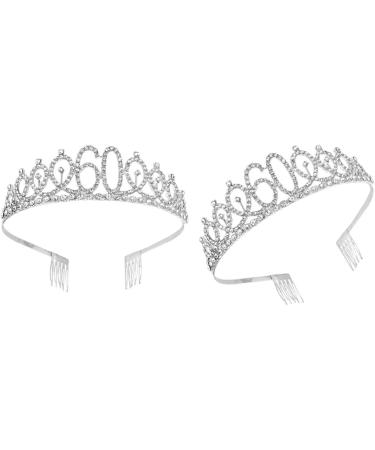 Minkissy 60th Birthday Tiara Crystal Crown Rhinestone Princess Birthday Crown Hair Accessories Happy 60th Birthday Crown Tiara for Women Ladies - Buy Online on SooperMarket.com