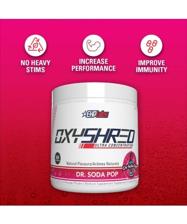 EHP Labs OxyShred Thermogenic Pre Workout Powder & Shredding Supplement - Preworkout for Men & Women Sugar Free Energy Powder with 150mg of Caffeine - Dr. Soda Pop 60 Servings - Buy Online on SooperMarket.com