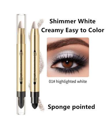 Go Ho White Highlighter Cream-to-Powder Eyeshadow Stick - Shimmer White 01 - Buy Online on SooperMarket.com