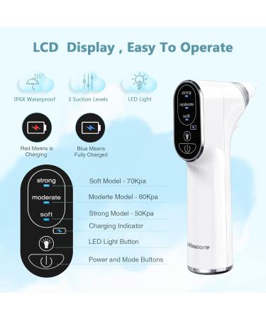 Electric Baby Nasal Aspirator & Ear Wax Remover | 3 Suction Levels | Rechargeable Nose Sucker with LED Light | Suitable for Newborns and Toddlers | 4 Silicone Tips | Bb880-1 - Buy Online on SooperMarket.com