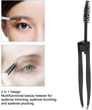 Verdant Touch Mini Slant Tweezer 2 in 1 Multifunctional Eyebrow Tweezer with Comb Slant Tip Mini Grooming Tool for Eyebrows Facial Hair Eyelashes Black - Buy Online on SooperMarket.com