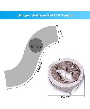 Ownpets 48 Inch S-Shape Collapsible Cat Tunnel with Feather Wand - Interactive Pet Toy for Cats, Kittens, and Small Pets - Buy Online on SooperMarket.com