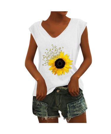 Short Sleeve T Shirts Clothing Woman T-Shirt Casual Black Clothing Top Women's Floral Pattern for Women Crop Tops Shirt Shirts Top Women's Summer Tank Top 5-white M