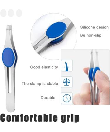 3-Piece Non-Slip Precision Tweezers Set for Women - Ideal for Eyebrows & Ingrown Hair Removal - Slant Pointed Tips - Color Mixing - Professional Quality - Buy Online on SooperMarket.com