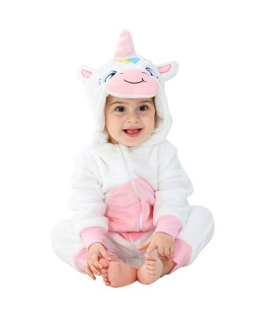 COOKY.D Baby Hooded Rompers Infant Winter Flannel Jumpsuit Pajamas 2-36 Months 3-6 Months White
