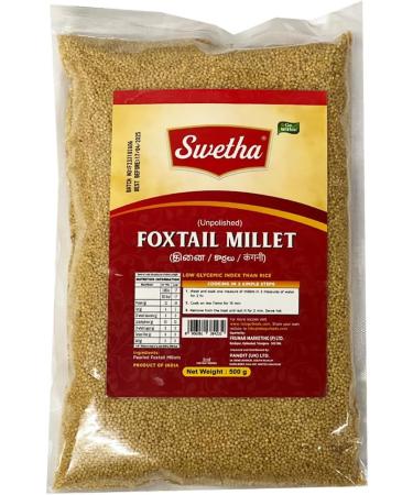 Swetha Millets Unpolished Low Glycemic Index Than Rice Easy To Cook Healthy Product Of India 500G (Pack Of 2 FoxTail Millet) FoxTail Millet Pack Of 2 - Buy Online on SooperMarket.com