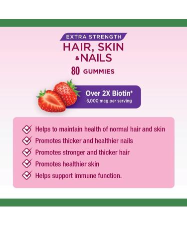 Nature's Bounty Extra Strength Hair Skin & Nails 80 Gummies Strawberry cream flavour HSN Extra Strength - Buy Online on SooperMarket.com