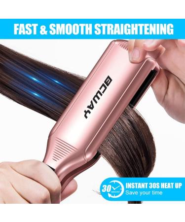 Bcway Professional Hair Straightener - Extra-Large Titanium Flat Iron - 30s Instant Heating - 5 Adjustable Temp - Anti-Static - Rose Gold - Buy Online on SooperMarket.com