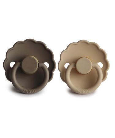 FRIGG Daisy Natural Rubber Baby Pacifier 2-Pack | BPA-Free | Made in Denmark (Croissant/Portobello, 6-18 Months) - Buy Online on SooperMarket.com