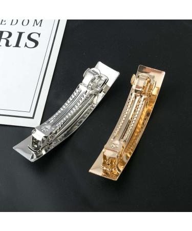 Prosy Vintage Small Rectangular Hairpin Metal Geometry Smooth Hair Barrettes Hair Clasp Hair Accessories Hair Clips for Women and Girls (Gold) - Buy Online on SooperMarket.com