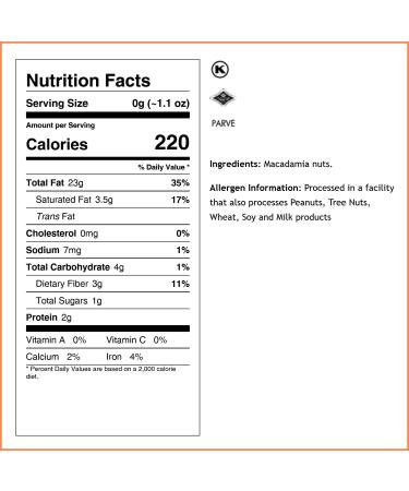 Oh! Nuts Oven Roasted Macadamia Nuts - Large-Sized, Unsalted, Gluten-Free Keto Snack | All-Natural, Additive-Free Healthy Nuts in Resealable Bag (1 lb) - Buy Online on SooperMarket.com