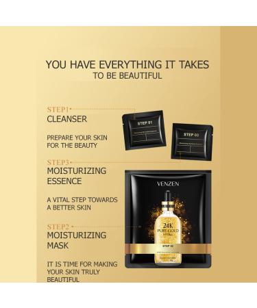 Buy VENZEN 3 Steps 24k Gold Hyaluronic Acid Mask - Oil Control Hydrating Essence | 5 Pack for International Shipping - Buy Online on SooperMarket.com
