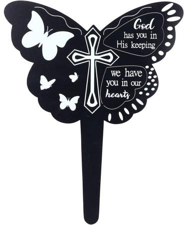 Memorial Stake Plaque Markers Graveyard Decoration Garden for Butterfly Black Plaques - Buy Online on SooperMarket.com