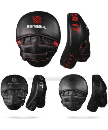 Sanabul Essential Curved Boxing MMA Punching Mitts Black/Red