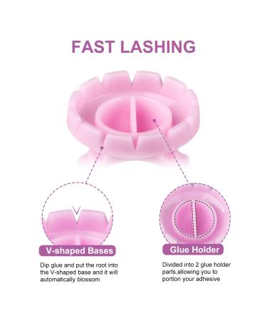 Eyelash Extension Glue Rings 100PCS - Disposable Fanning Cups - Pink MEKK Lash Supplies - Buy Online on SooperMarket.com