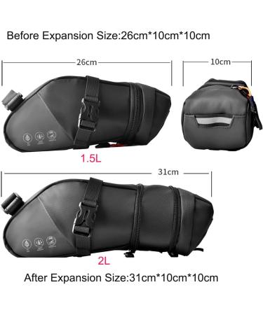 Cckole Waterproof Bicycle Saddlebag | Expandable 1.5-2L Bike Rear Bag with Reflective Features - Buy Online on SooperMarket.com