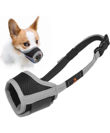 Muzzle for dogs muzzle with Velcro fastener bite bite safe barking and chewing with adjustable loop breathable mesh - gray L L gray