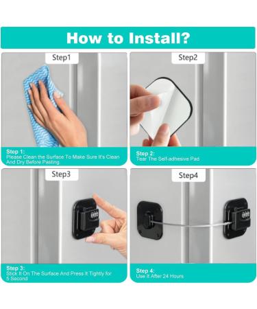 2 Pack Refrigerator Lock - Heavy Duty Combination Fridge Lock Child/Baby Proofing Lock for Cabinets Closets Drawers Window and More Easy Install and Use (Black) - Buy Online on SooperMarket.com