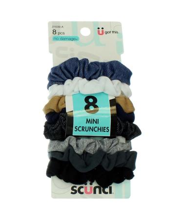 Scunci No Damage Mini Scrunchies Assorted Denim Colors 8 Pieces