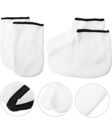 minkissy 2 Pairs Hand and Foot Mask Foot Calluses Remover Wax Tools Wax Liner for Hands Paraffin Wax Bath Gloves Paraffin Wax for Hands Thickened Gloves White Knitted Fabric Boots Manicure - Buy Online on SooperMarket.com