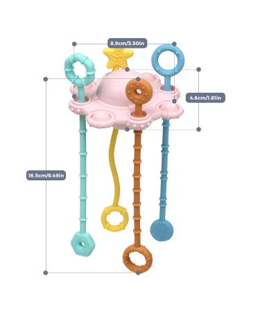 Calakono Spinner Sensor Toy for Toddlers | Safe Montessori Pull String Activity Toys for Travel | Child-Friendly Sliding and Dragging Toys in Pink - Buy Online on SooperMarket.com