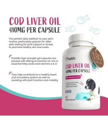 180 Cod Liver Oil Capsules for Dogs & Cats - High Strength 410mg Gel Capsules - Joint, Skin, and Coat Health Support - UK Made (6 Months Supply) - Buy Online on SooperMarket.com