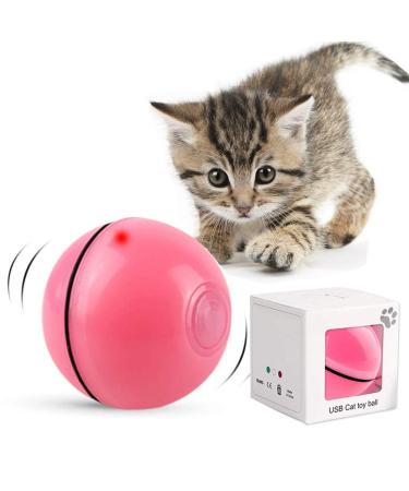DIWUJI Cat Toys Ball Interactive Automatic Self Rotating Rolling Balls USB Rechargeable LED Light Entertainment Pet Exercise Chaser Toys For Kitten (Pink)