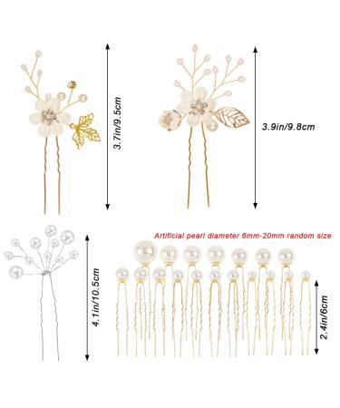 25 Pack Flower Leaf Pearl Bridal Hair Pins Clips - U-Shaped Barrettes with Rhinestone Crystal - Wedding Hair Accessories for Women, Girls, Brides - Buy Online on SooperMarket.com