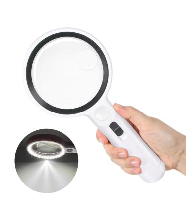 A magnifying glass with light 5x 13x 20x reading osteo with light reading oste with 31 LED light hand magnifying glass 2 modes magnifying glass with light for seniors children jeweler hobbies white black