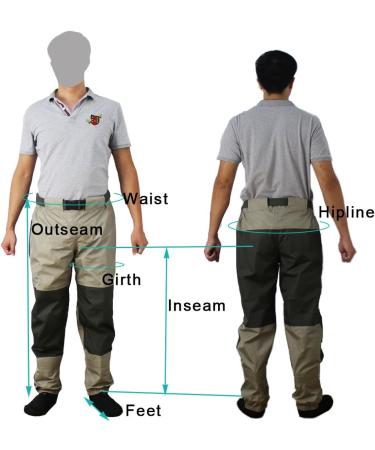 Breathable Waterproof Fishing Clothing - XL Olive Green Wading Pants & Boots for Men | Durable Tricot Material - Buy Online on SooperMarket.com