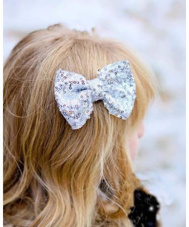Love Fairy Fashion Bow Hairpin Sequins Hair Clip | Multicolor Options | for Children and Women (Silver) - Buy Online on SooperMarket.com