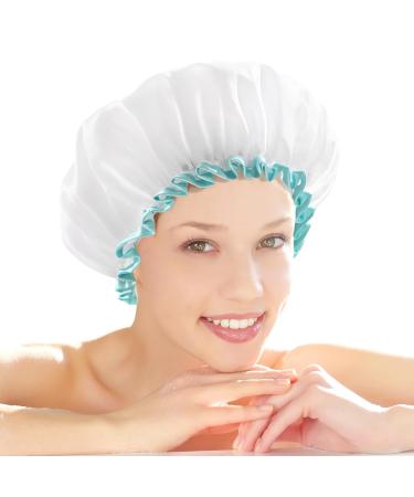Mikimini shower hood 2-pack for girls and women waterproof resistant washable sweet and soft white (XL/ 2-pack) XL (2-pack) white