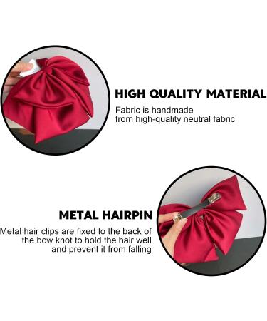 Hair Bow Large Red Hair Bow Hair Clip Hair Bows Bows for Hair Hair Bows for Women Black Bows Hair Ribbons Bow Hair Barrettes French Barrette Hairpin Hair Accessories for Thick Curly Hair - Buy Online on SooperMarket.com