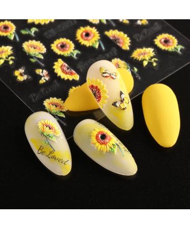 Duduikalor 5D Sunflowers Nail Stickers - Self-Adhesive Decals for Acrylic Nail Art - Buy Online on SooperMarket.com