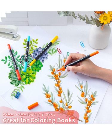 Dual Tip Brush Marker Set - 36 Vibrant Colors for Adult Coloring and Hand Lettering - Buy Online on SooperMarket.com