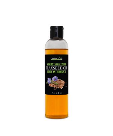 GreenIVe Flax Seed Oil 100% Pure Cold Pressed High Omegas Exclusively on Amazon (8 Fl Oz) 8 Ounce (Pack of 1)