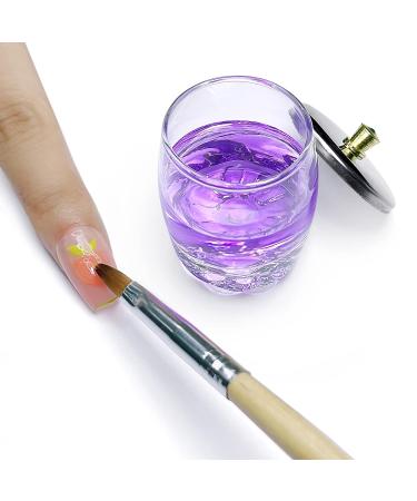 Crystal Disinfection Glass Cup Acrylic Liquid Dappen Dish with Stainless Steel Lid - Nail Art Glassware Tool HJ-NAPB028 - Buy Online on SooperMarket.com