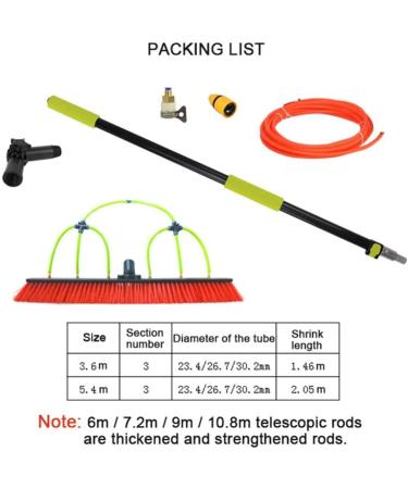 Window Cleaning Pole Water/Hose Fed Pole Window Cleaning Brush Equipment Extendable Cleaner Pole for Large Vehicles Trucks Roof/5.4M/18Ft 35cm Brush Head 9M/30FT - Buy Online on SooperMarket.com