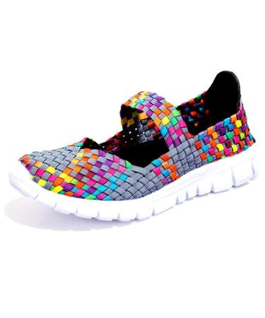Women's Woven Lightweight Elastic Trainers Comfort Slip On Sport Water Shoes 41.5 EU Gray