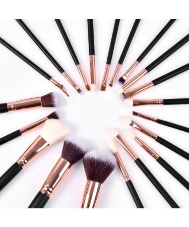 20-Piece Black Makeup Brush Set - Professional Beauty Tools for Foundation Eyeshadow & Powder | Perfect for Flawless Makeup Application - Buy Online on SooperMarket.com