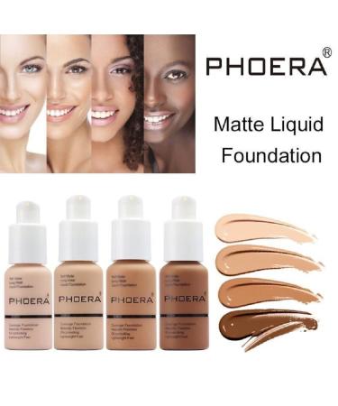 PHOERA Soft Matte Oil Control Liquid Foundation - 24 HR Waterproof Full Coverage Makeup (102 Nude) - Buy Online on SooperMarket.com