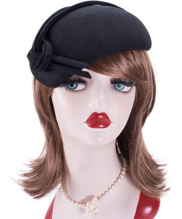 Lawliet Black Teardrop Women's Felt Fascinator Tam Beret Casque Cocktail Hat - Buy Online on SooperMarket.com