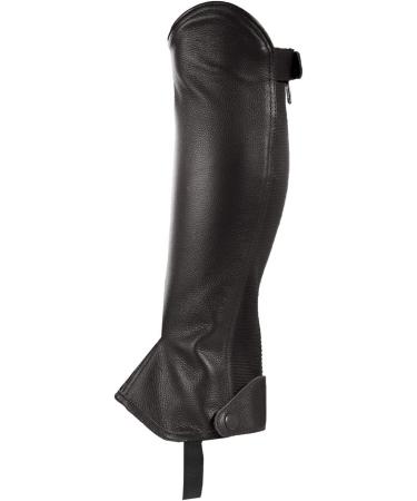 Horze Kids Leather Half Chaps - Elastic Black Small | Lightweight Equestrian Gear - Buy Online on SooperMarket.com