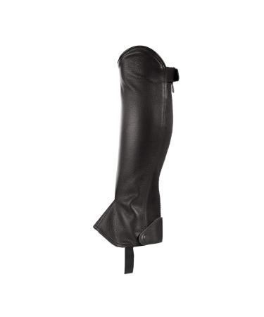 HORZE Kids Leather Half Chaps - Elastic Black Small