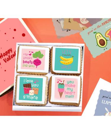 Happy Valentines Day Cookies Gift Basket  Decorated Vanilla Sugar Cookie Greeting Card  Unique Cool Food Gift Box  For Him  Her  Boy  Girl  Friend  Spouse  Wife  Prime Delivery  4 Count - Buy Online on SooperMarket.com