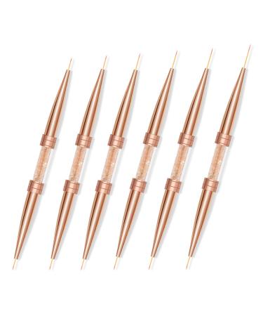 6pcs Professional Nails Art Brushes Set Double Ended Nail Striping Brush Thin Brushes For Gel Polish Pen Dotting Tool Drawing Small Details