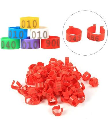 100pcs 16mm Clip on Chicken Leg Bands Number 001-100 Numbered Leg Bands for Chickens Ducks Hens Poultry Leg Bands for Dove Chicks Hen Parrot Birds Identification(Red) - Buy Online on SooperMarket.com