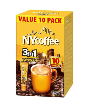 NY Coffee 3in1 Vanilla Coffee Sachets 140g (10 Sachets) - Box of 10 (Total 100 Sachets)