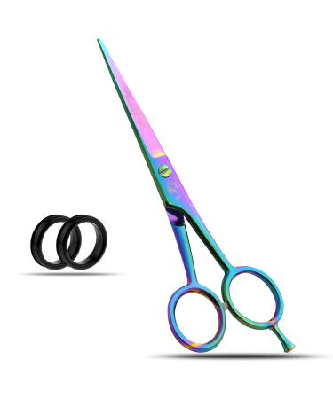 Glamified Glam Rainbow 6" Hairdressing Scissor for Professional Hairdressers Barbers Stainless Steel Hair Cutting Shears - for Salon Barbers Men Women Children and Adults