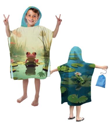 Aiorber bathing poncho children with hood 76x76cm microfiber bath towel with hood ultra soft and absorbent beach towels and shower towels ideal for children girls boy from 5-10 years beautiful design green-16 76x76cm